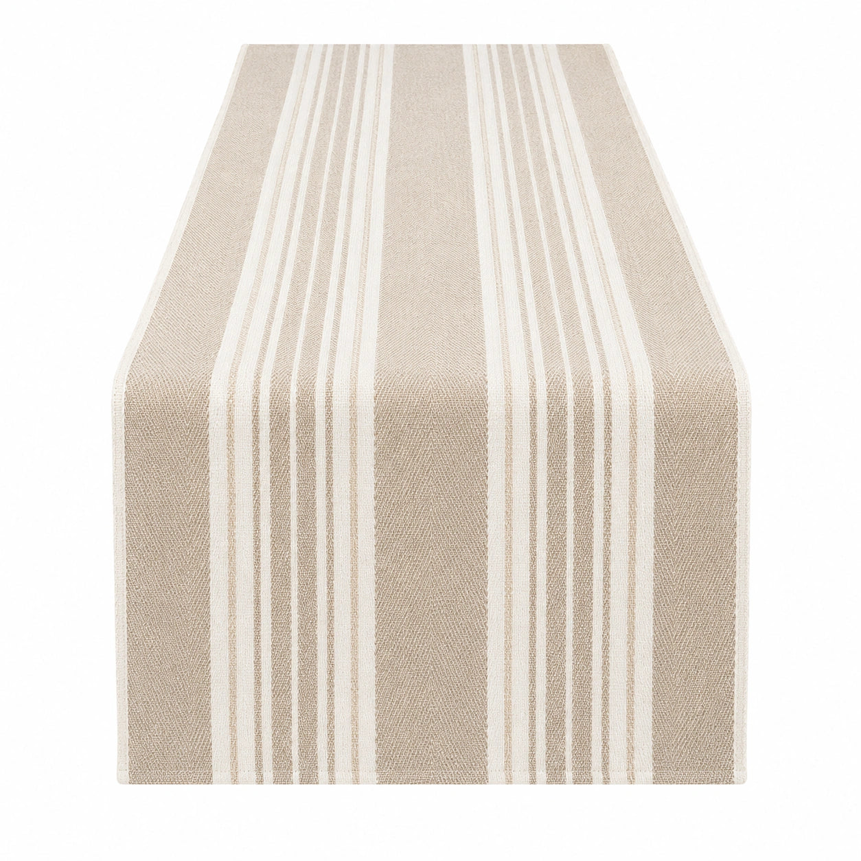 Chemin de table rayé beige 140x35cm
