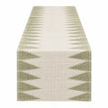 Chemin de table vert et beige à motif géométrique