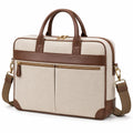 Sacoche d'ordinateur beige et marron avec détails élégants