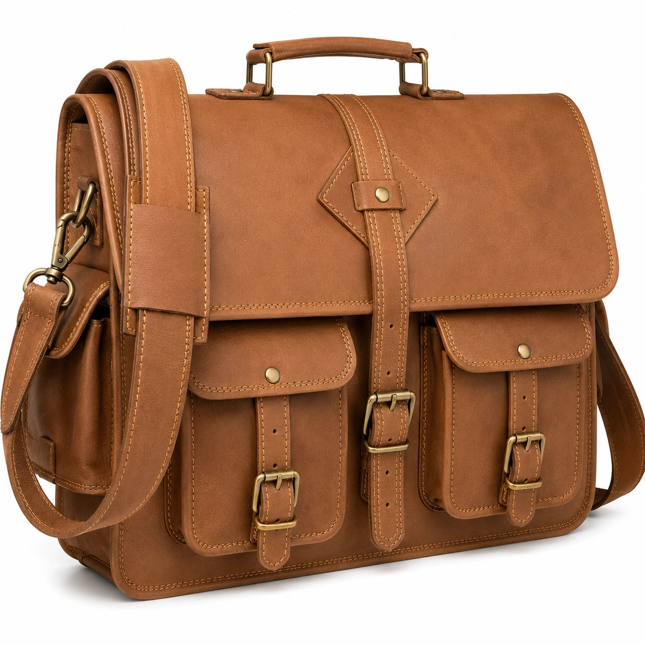 Sacoche de bureau marron avec fermetures à boucle