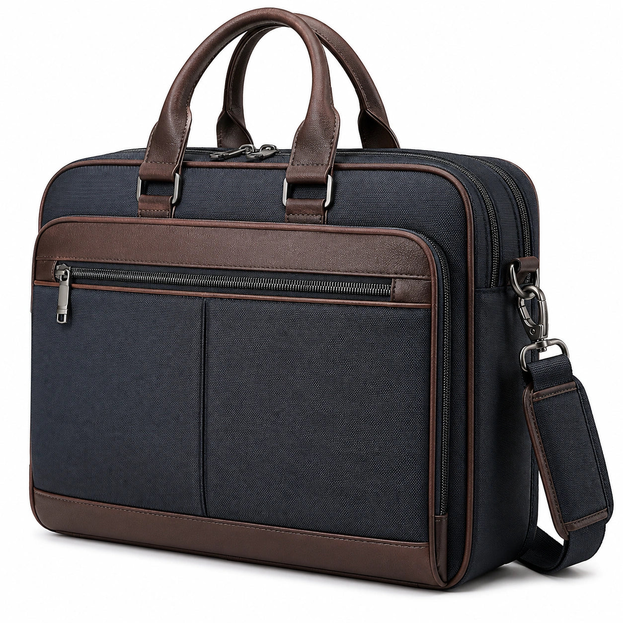 Sacoche pour ordinateur portable 15 pouces bleu marine et marron