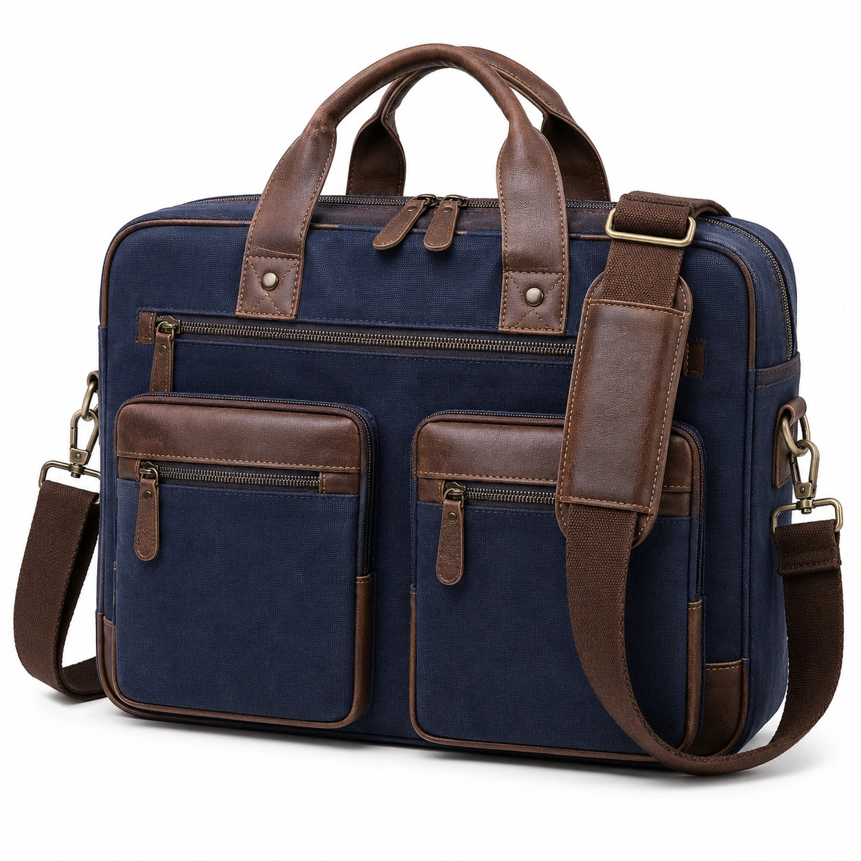 Sacoche à bandoulière pour ordinateur portable bleu et marron