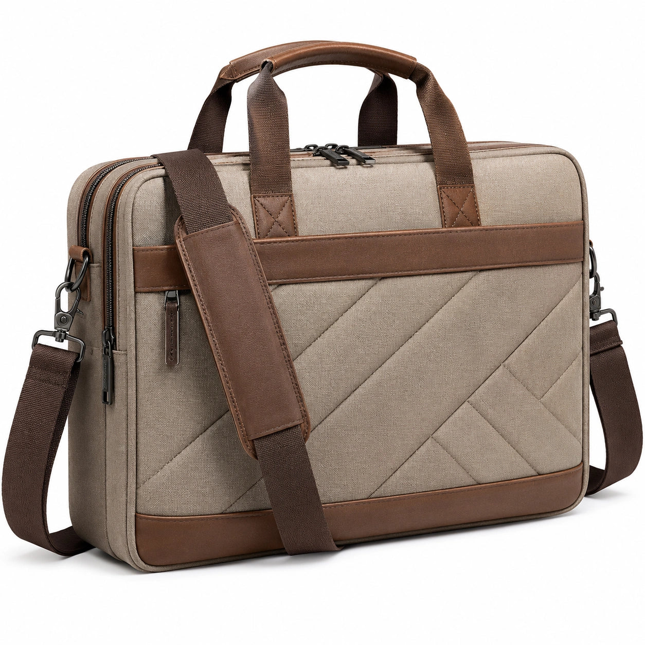 Sacoche pour ordinateur portable 15 pouces beige et marron