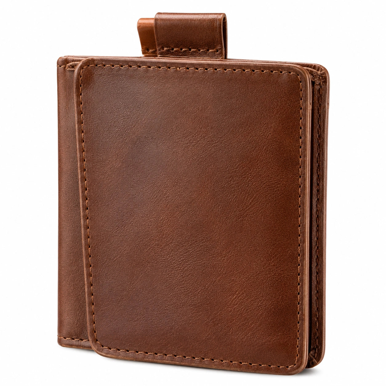Portefeuille compact marron à compartiments pour cartes