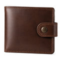 Portefeuille classique en cuir marron avec bouton pression