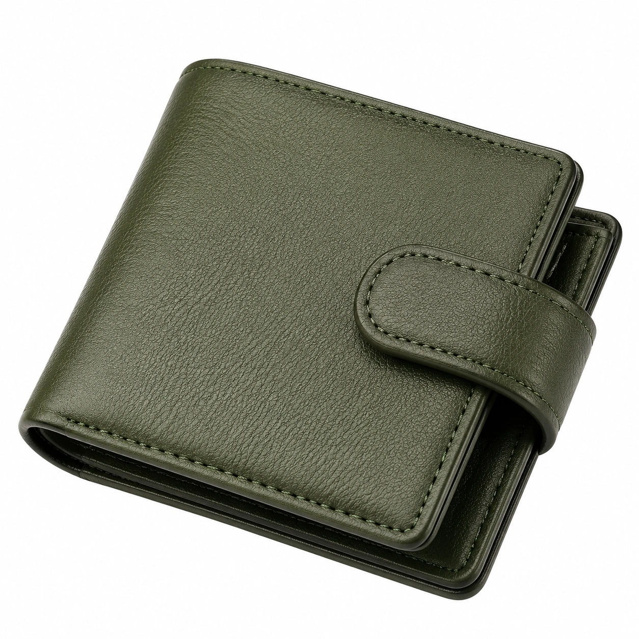 Portefeuille en vert avec bouton pression