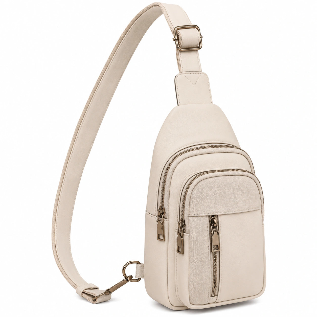 Sac à bandoulière beige unisexe avec multiples compartiments