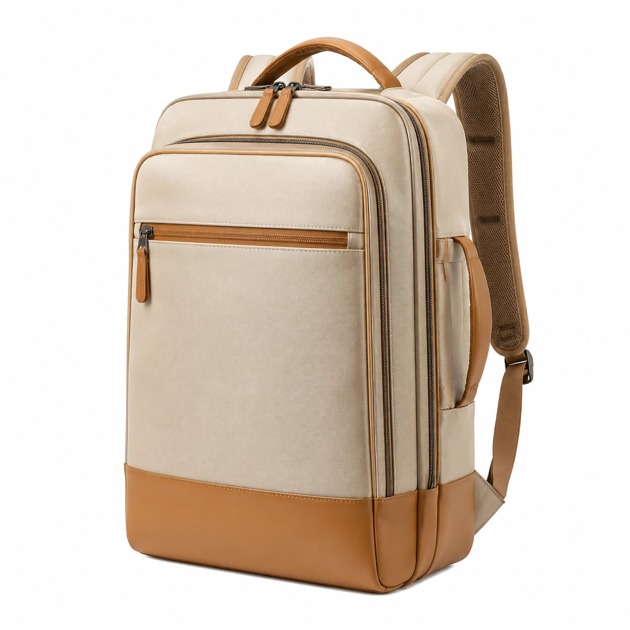 Sac à dos beige moderne avec accents marron