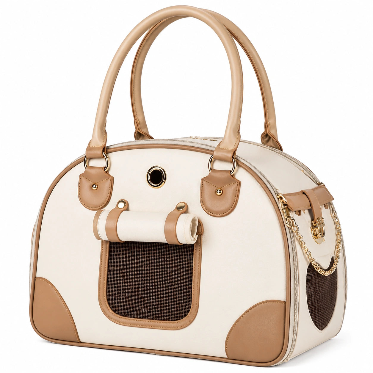 Sac de transport pour animaux Beige et Marron avec ventilation