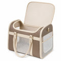 Sac de transport pour animaux avec ventilation en filet beige et brun
